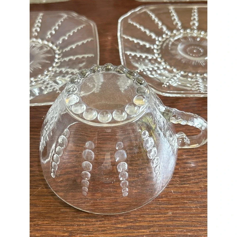 VTG Federal Glass Teacup, Saucer And Desert Plate‎ Columbia 1940s Depression 2